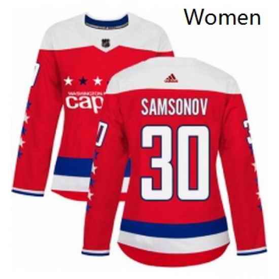 Womens Adidas Washington Capitals 30 Ilya Samsonov Authentic Red Alternate NHL Jersey